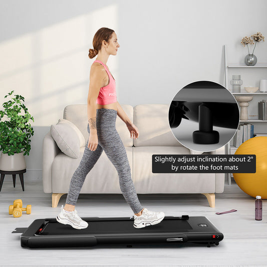 2.25HP 2 in 1 Folding Treadmill with APP Speaker Remote Control-Black Kids Crystal