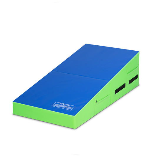 Folding Wedge Exercise Gymnastics Mat with Handles-Green Kids Crystal