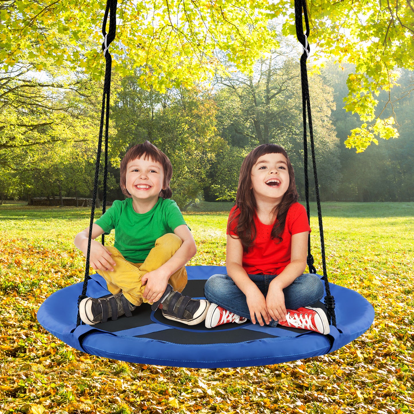 2-in-1 40 Inch Kids Hanging Chair Detachable Swing Tent Set-Blue Kids Crystal
