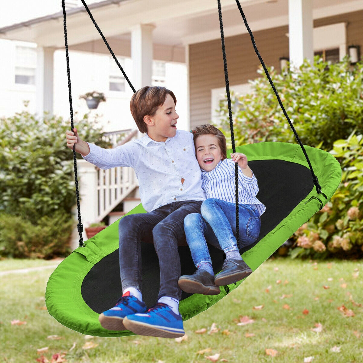 60 Inch Saucer Surf Outdoor Adjustable Swing Set-Green Kids Crystal