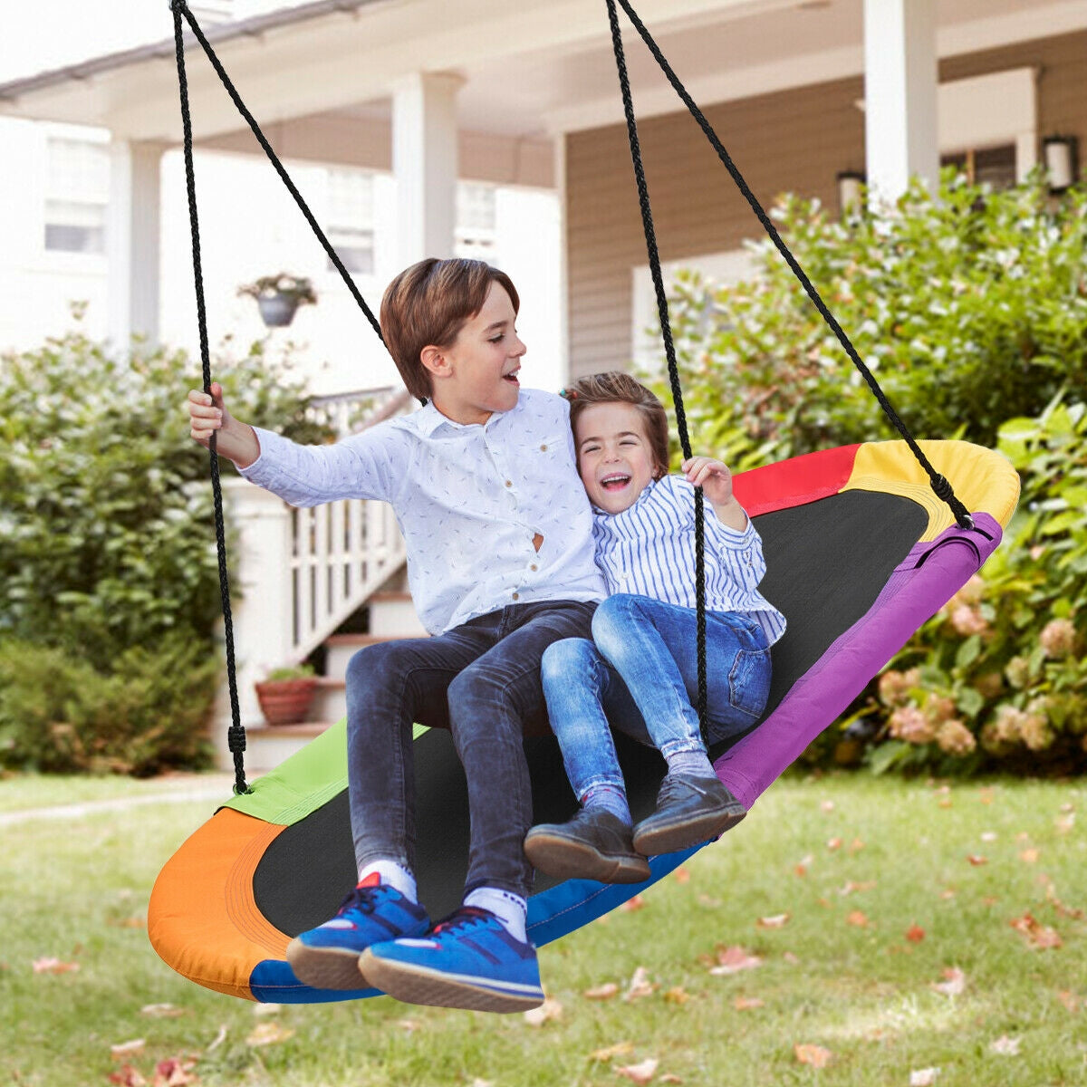 60 Inch Saucer Surf Outdoor Adjustable Swing Set-Multicolor Kids Crystal