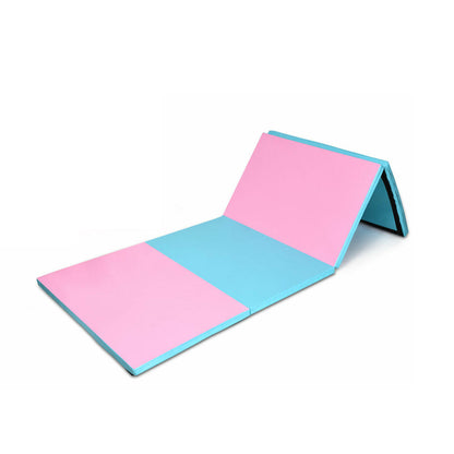 8 x 4 Feet Folding Gymnastics Tumbling Mat-Blue&Pink