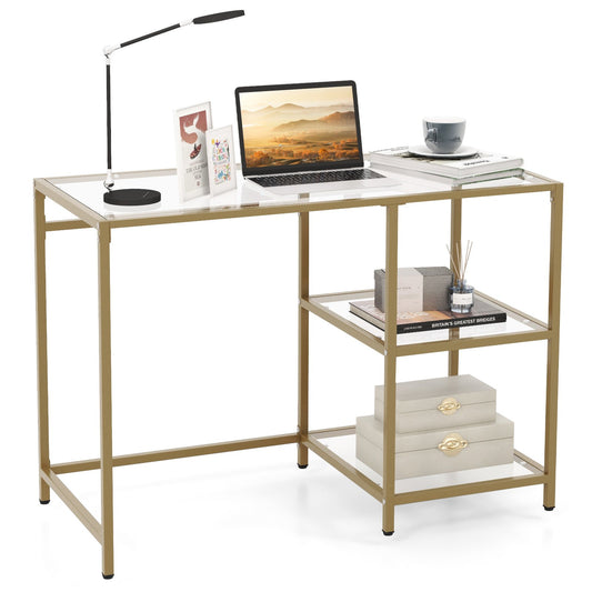 Modern Console Table with 2 Open Shelves and Metal Frame-Golden Kids Crystal