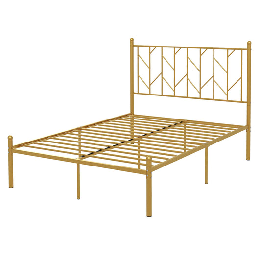 Twin/Full Size Metal Platform Bed Frame with Vintage Headboard-Full Size Kids Crystal