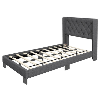 Twin/Full/Queen Size Upholstered Platform Bed with Button Tufted Headboard-Twin Size
