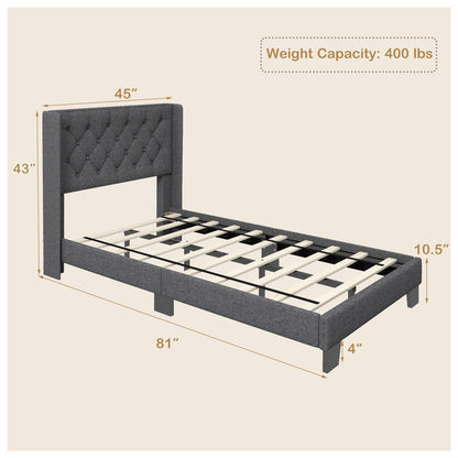 Twin/Full/Queen Size Upholstered Platform Bed with Button Tufted Headboard-Twin Size