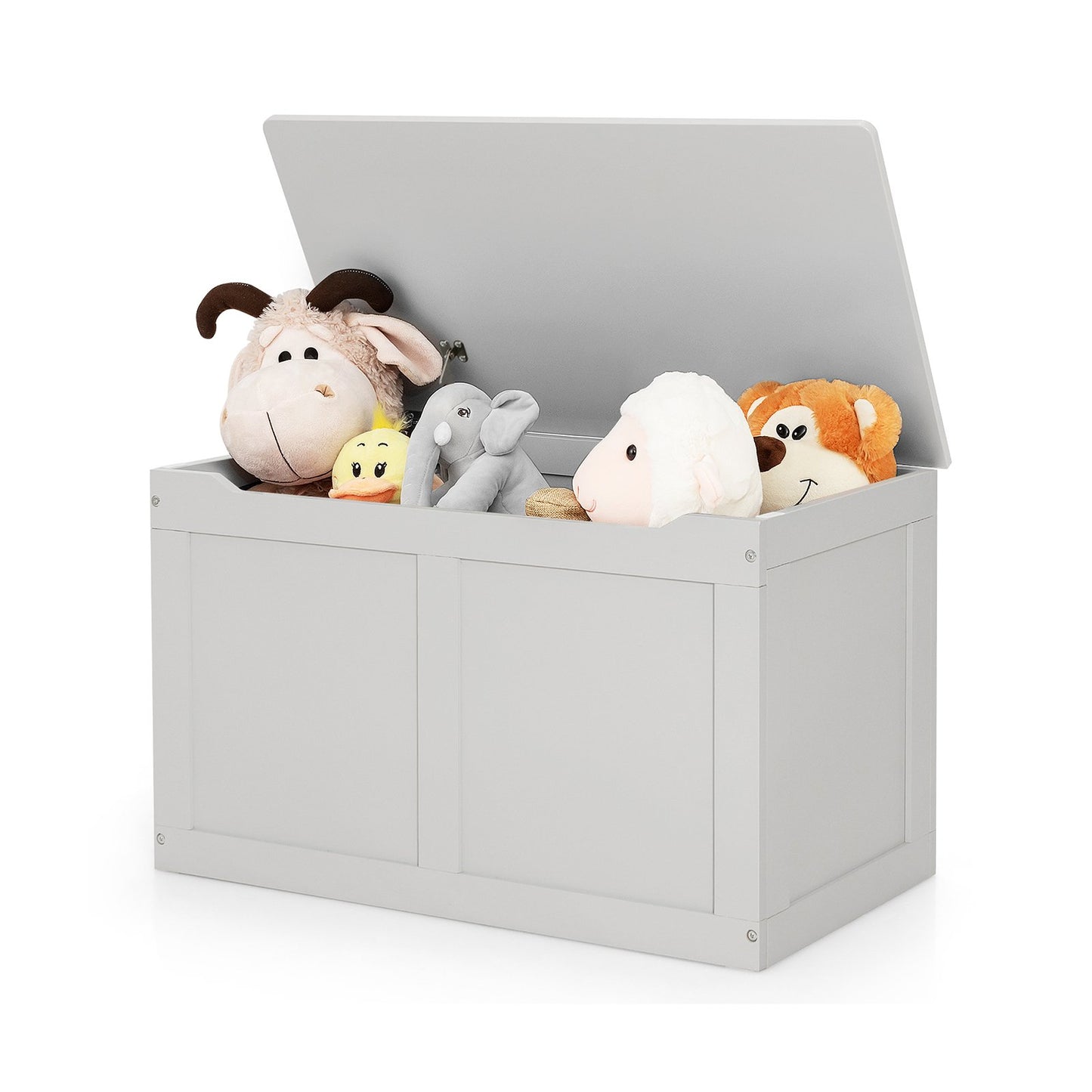 Safety Hinge Wooden Chest Organizer Toy Storage Box-Gray Kids Crystal