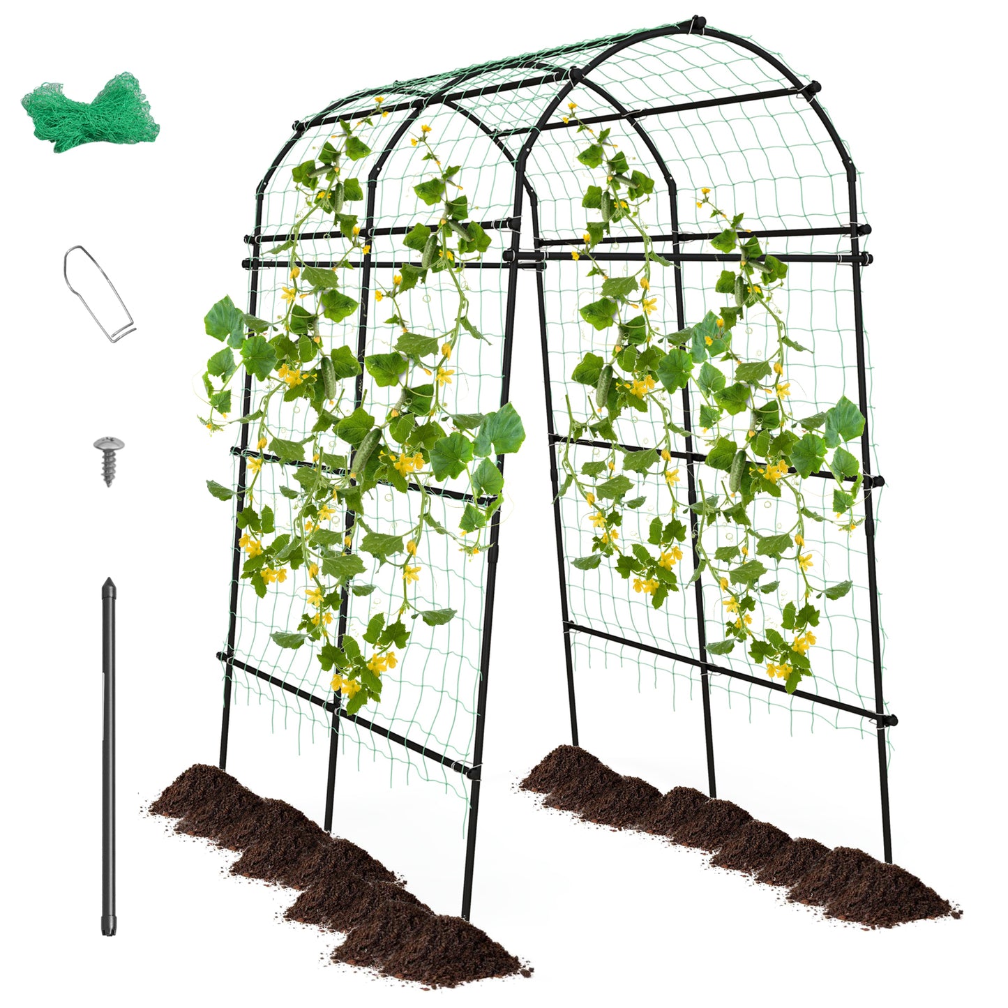 7.5 Feet Garden Arch Trellis with PE Coated Metal Structure Kids Crystal