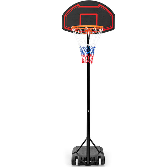 Adjustable Kids' Basketball Hoop Stand with Durable Net and Wheel Kids Crystal