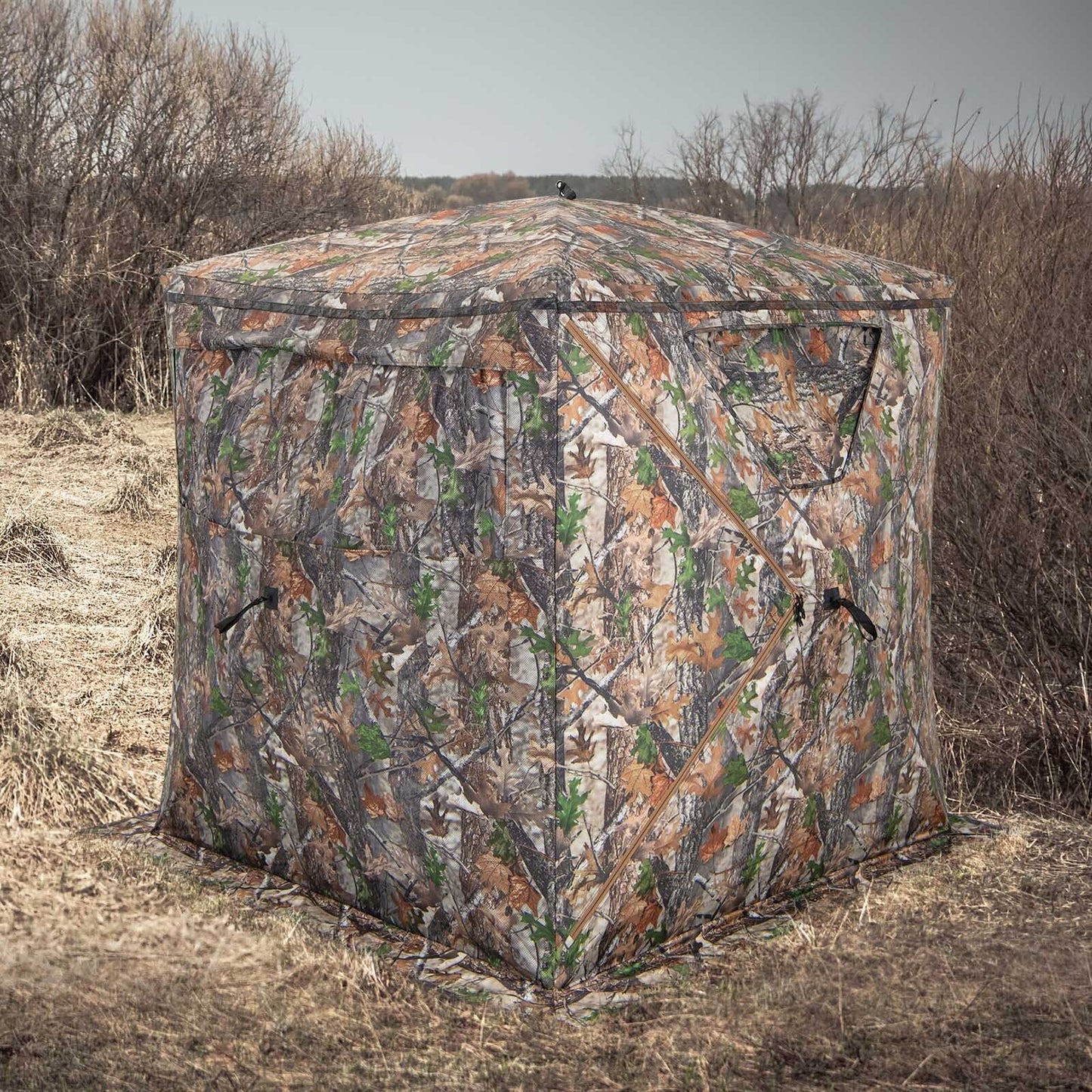 2-3 Person Hunting Blind Portable Pop Up Ground Tent with Carry Bag and Storage Pocket Kids Crystal
