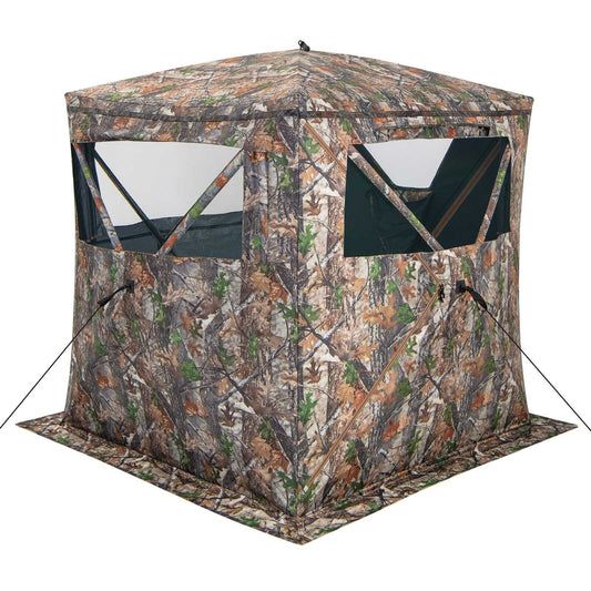 2-3 Person Hunting Blind Portable Pop Up Ground Tent with Carry Bag and Storage Pocket Kids Crystal
