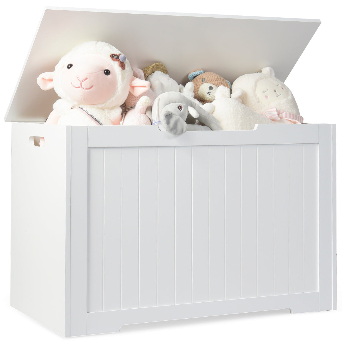 Toy Box Wooden Toy Organizer with Flip-Top Lid-White Kids Crystal