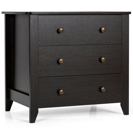 3 Drawer Dresser Chest of Drawers Bedside Table-Espresso Kids Crystal