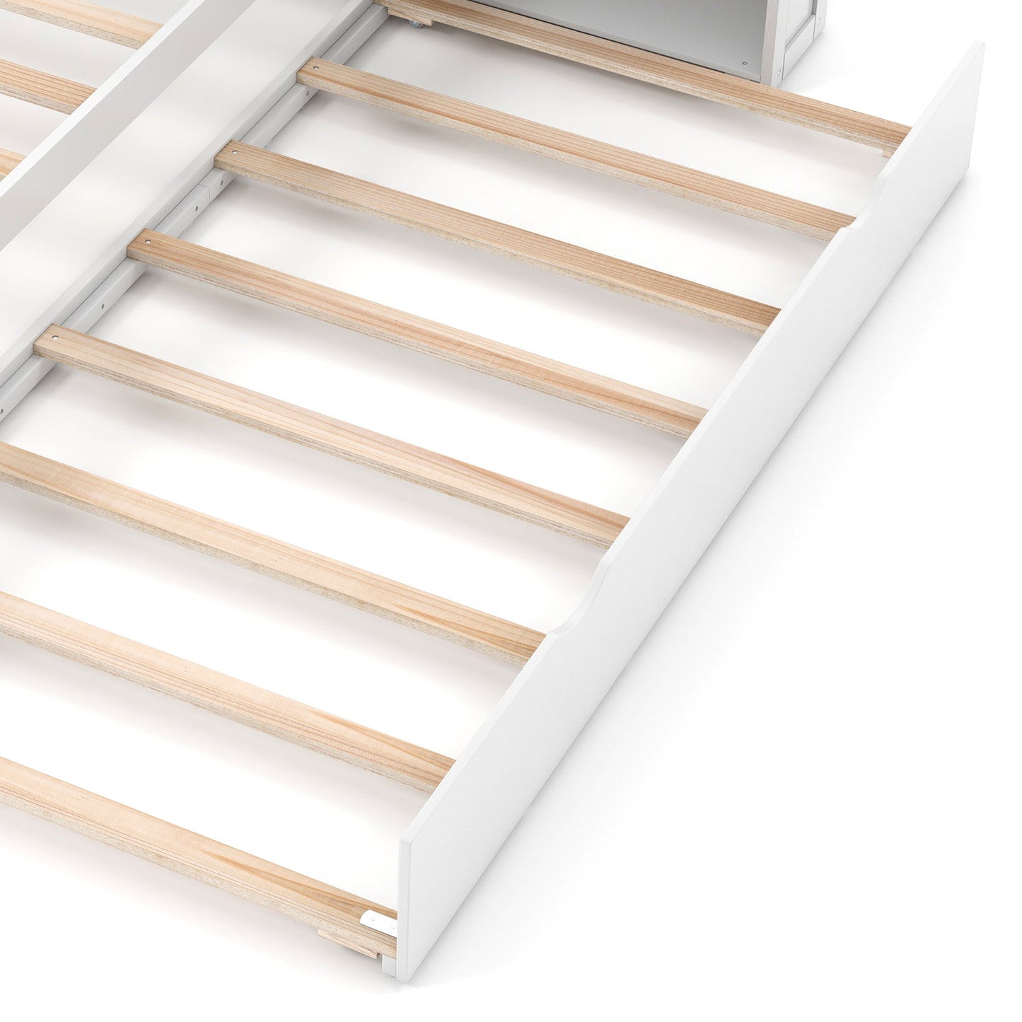 Twin/Full Kids Wooden Platform Bed with Trundle Storage Headboard-Full Size Kids Crystal