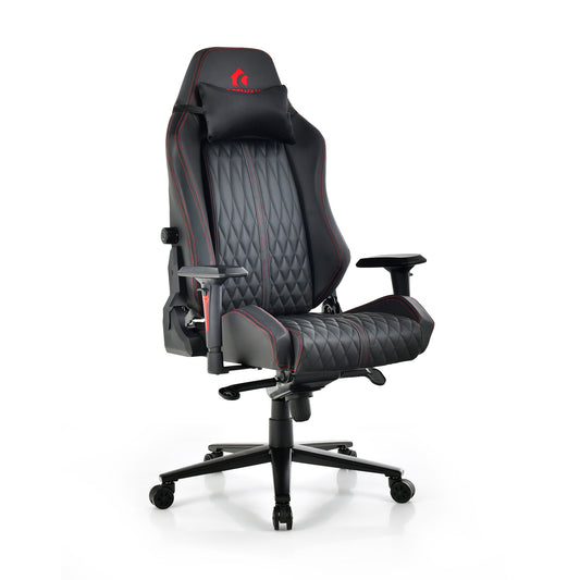 Adjustable Gaming Chair with Gas Lift 4D Armrest and Lumbar Support-Black Kids Crystal