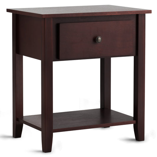Nightstand with Drawer and Storage Shelf for Bedroom Living Room-Brown Kids Crystal