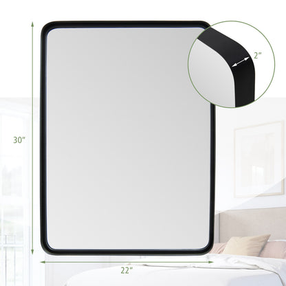 Rectangular Wall Mount Bathroom Mirror with Solid Steel Frame-M