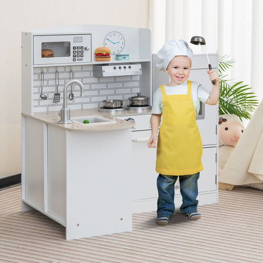 Kids Kitchen Playset Conor Kitchen Toy with Realistic Microwave and Oven Stove-Black &amp; White Kids Crystal