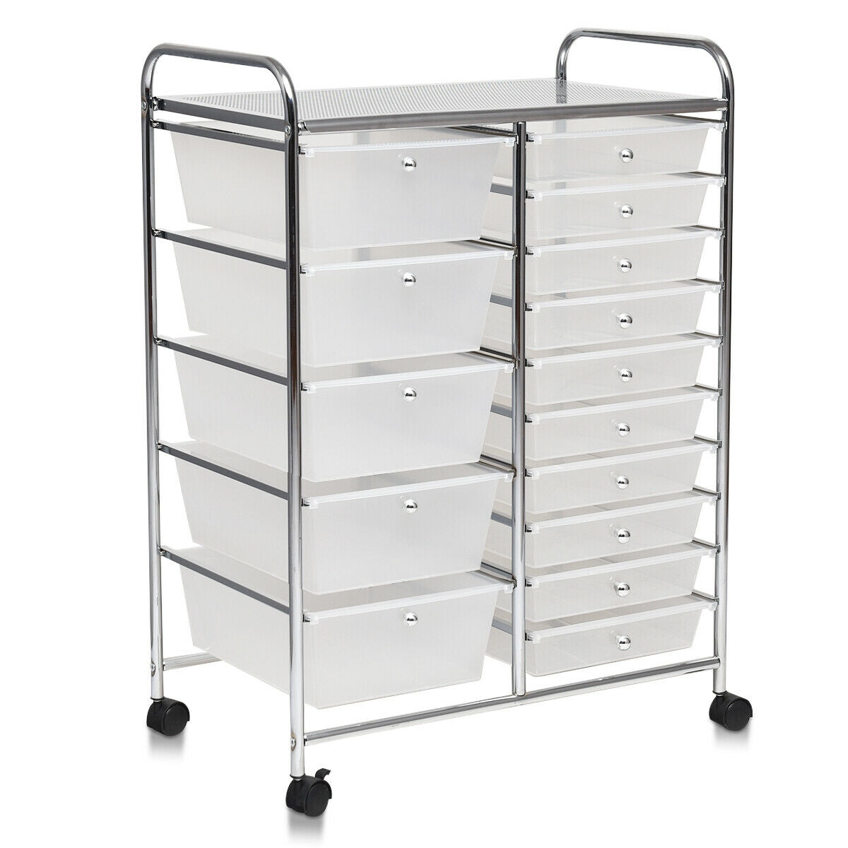 15-Drawer Utility Rolling Organizer Cart Multi-Use Storage-Clear Kids Crystal