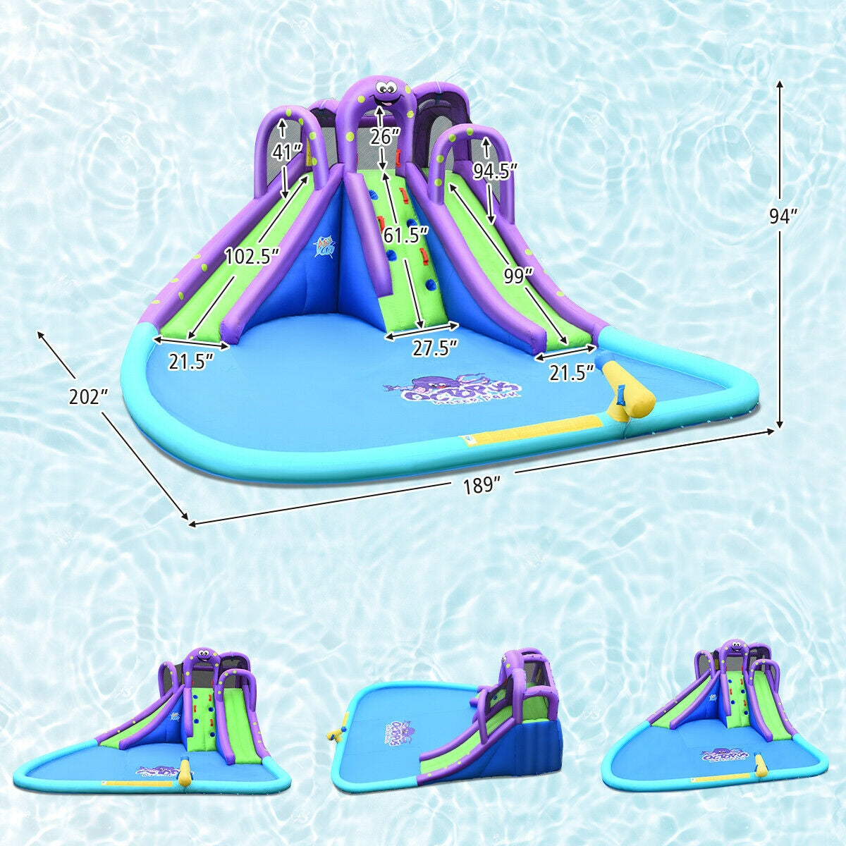 Inflatable Water Park Mighty Bounce House with Pool Kids Crystal