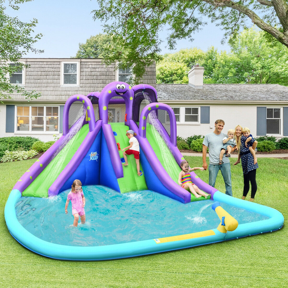 Inflatable Water Park Mighty Bounce House with Pool Kids Crystal