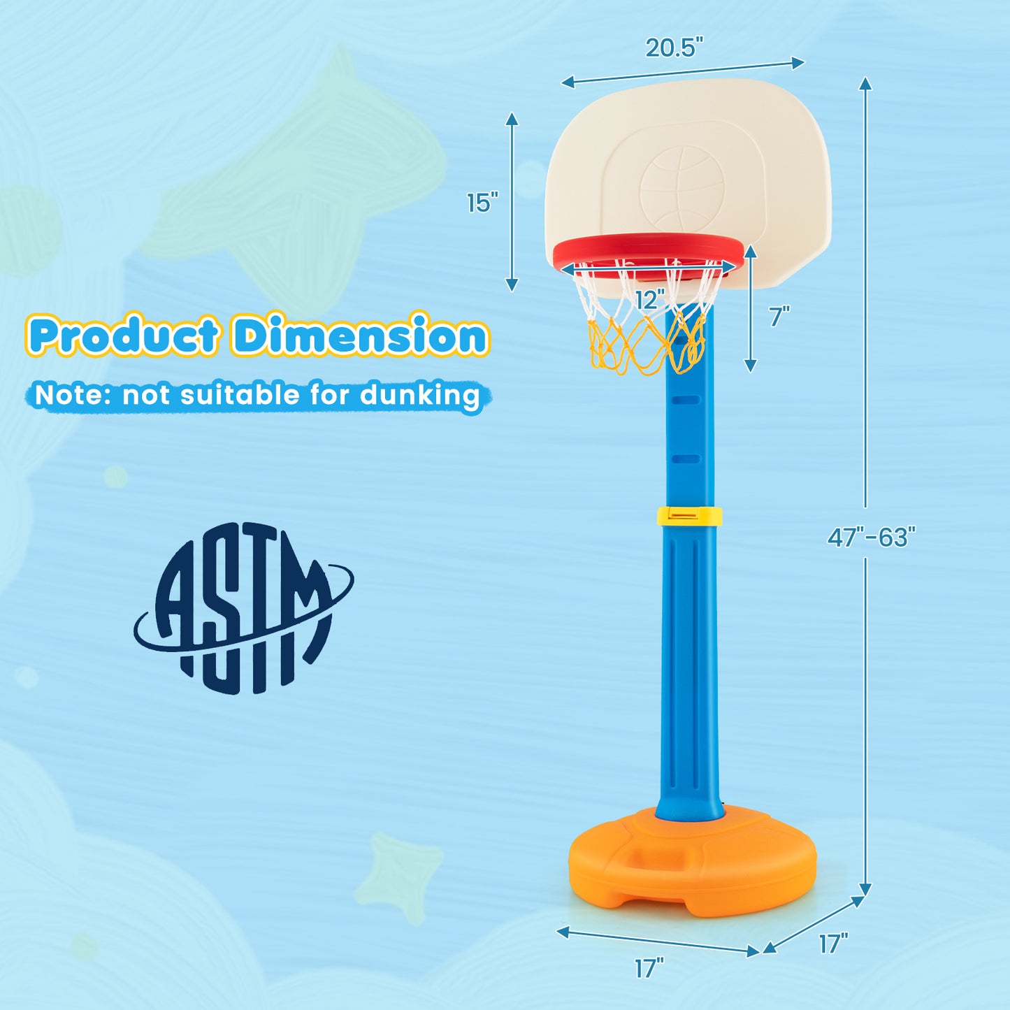 Kids Children Basketball Hoop Stand Kids Crystal