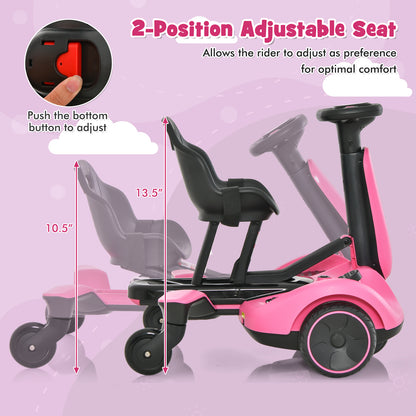 6V Kids Ride on Drift Car with 360° Spin and 2 Adjustable Heights-Pink