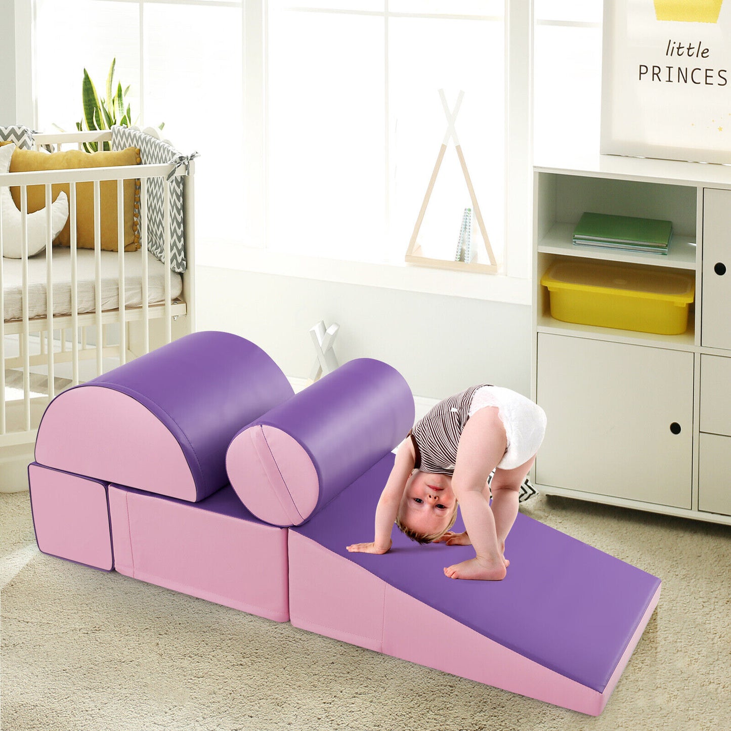 5-Piece Kids Climb and Crawl Activity Playset-Purple Kids Crystal