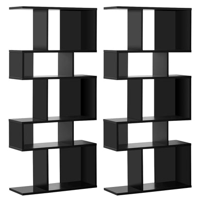 5 Cubes Ladder Shelf Corner Bookshelf Display Rack Bookcase-Black