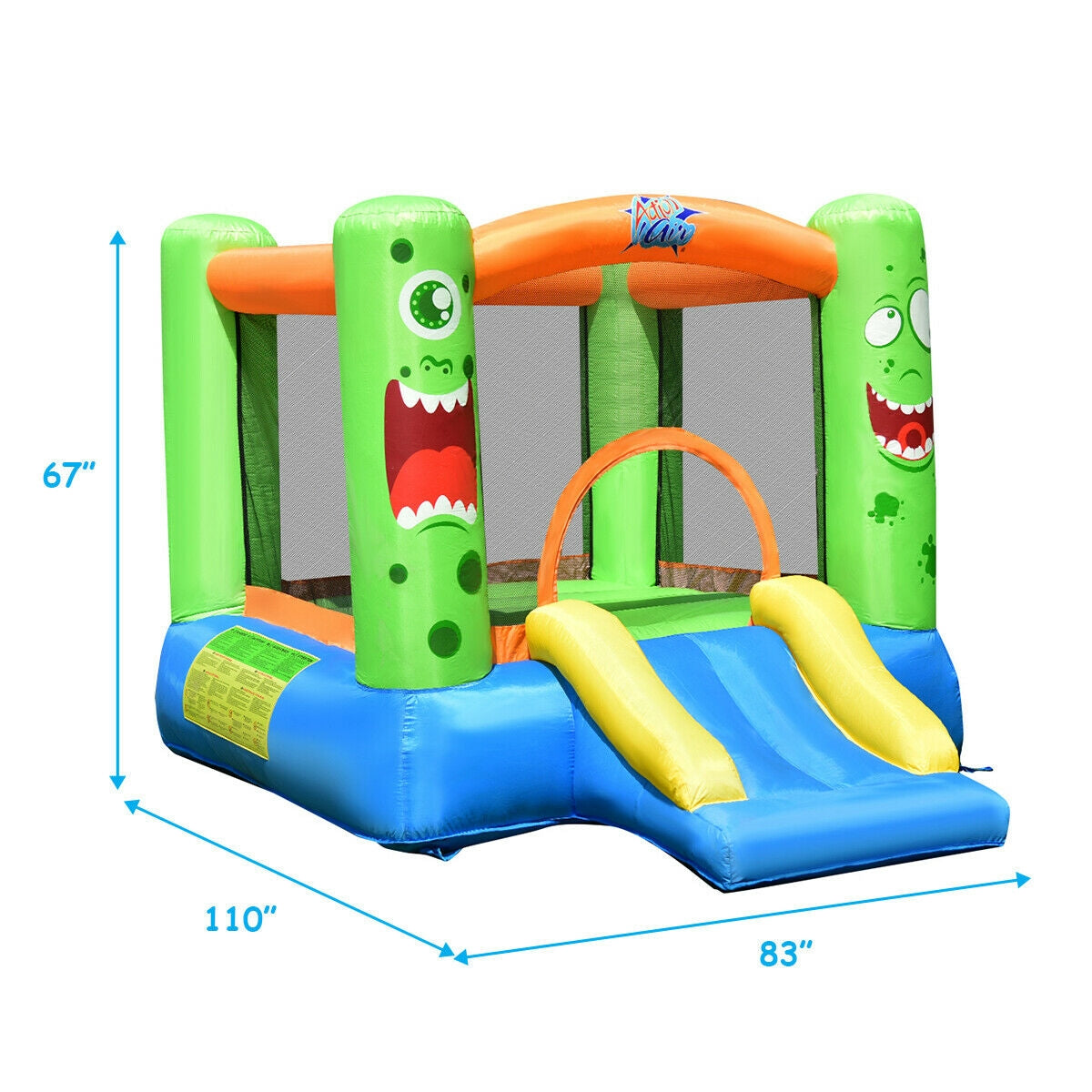 Inflatable Castle Bounce House Jumper Kids Playhouse with Slider Kids Crystal