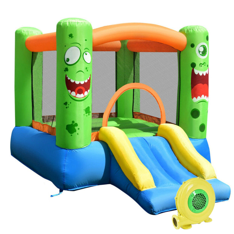Inflatable Castle Bounce House Jumper Kids Playhouse with Slider Kids Crystal