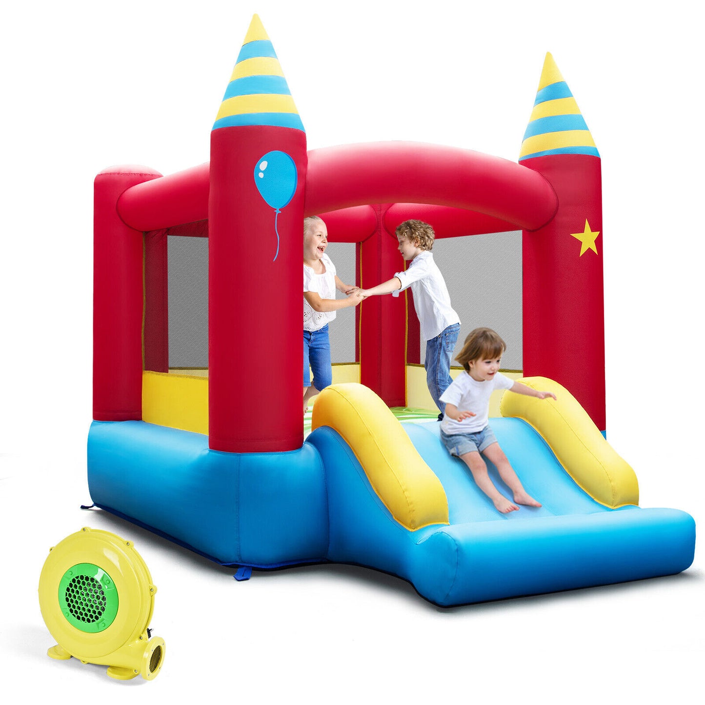 Inflatable Kids Bounce Castle with 480W Blower Kids Crystal