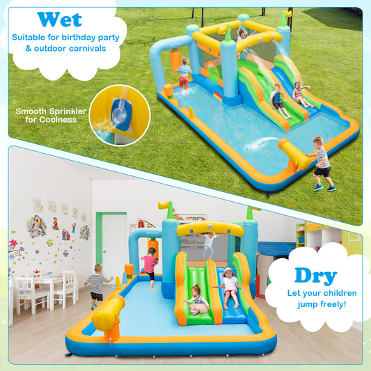 Giant Inflatable Water Slide for Backyard Kids Aged 3-10 Years with 735W Blower