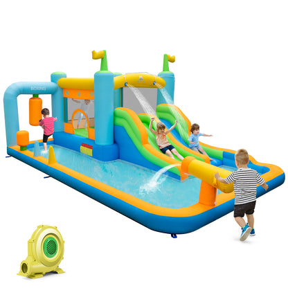 Giant Inflatable Water Slide for Backyard Kids Aged 3-10 Years with 735W Blower