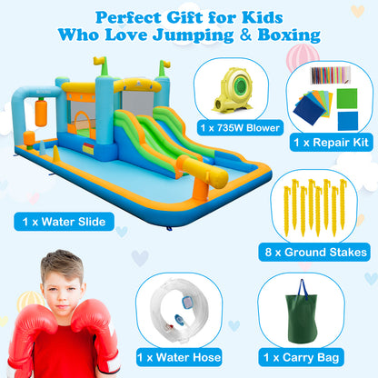 Giant Inflatable Water Slide for Backyard Kids Aged 3-10 Years with 735W Blower