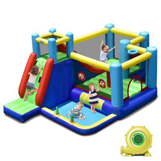 Inflatable Bounce House with 735W Blower Kids Crystal