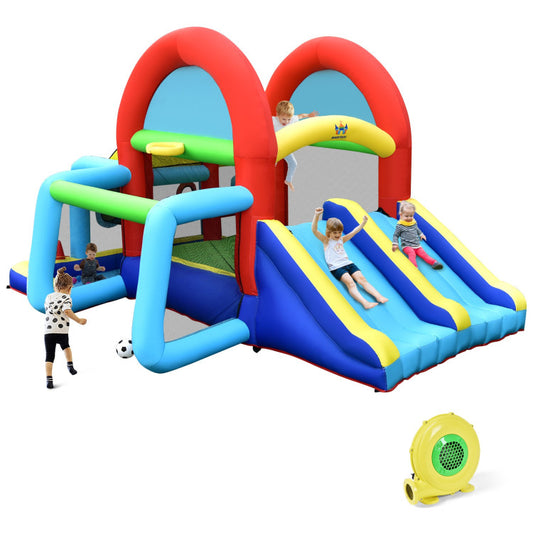 Inflatable Jumping Castle Bounce House with Dual Slides and 480W Blower Kids Crystal