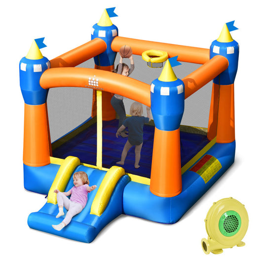 Kids Inflatable Bounce House Magic Castle with Large Jumping Area with 735W Blower Kids Crystal