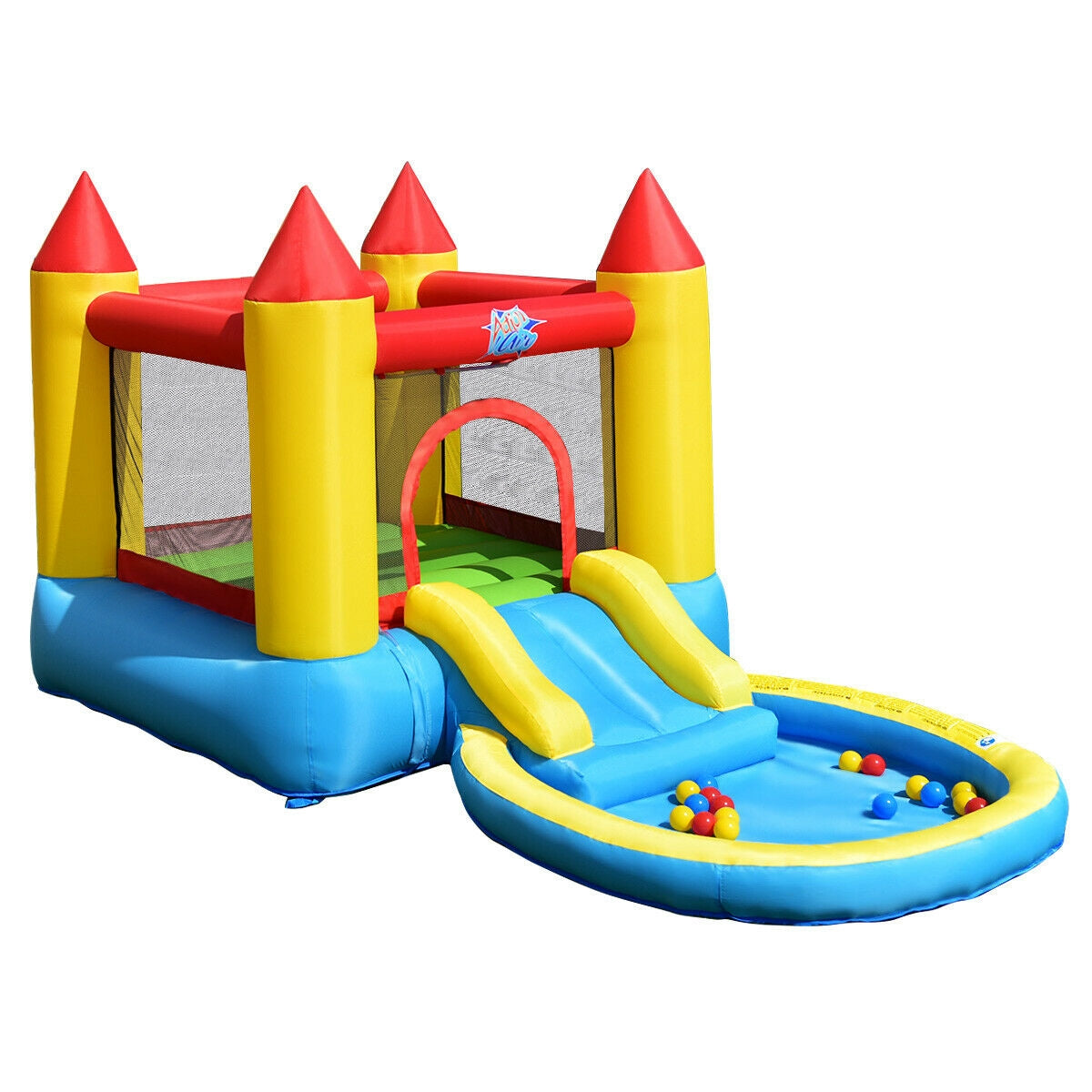 Inflatable Kids Slide Bounce House with 580w Blower Kids Crystal