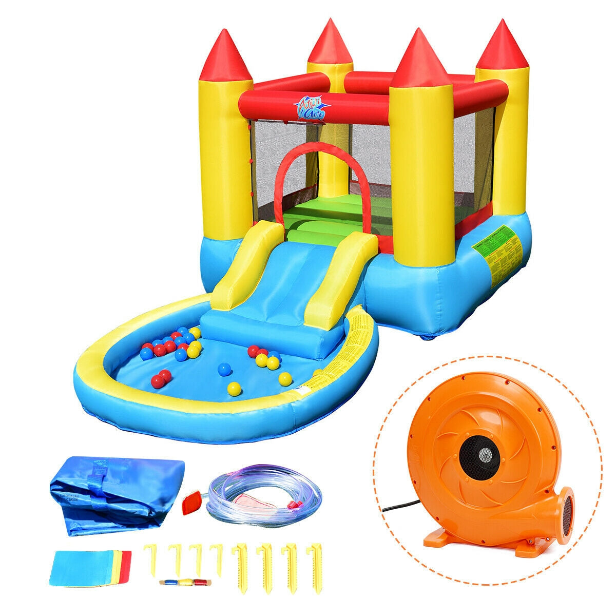 Inflatable Kids Slide Bounce House with 580w Blower Kids Crystal