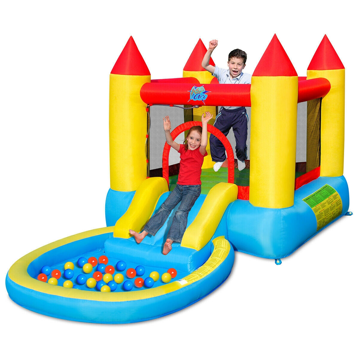 Inflatable Kids Slide Bounce House with 580w Blower Kids Crystal