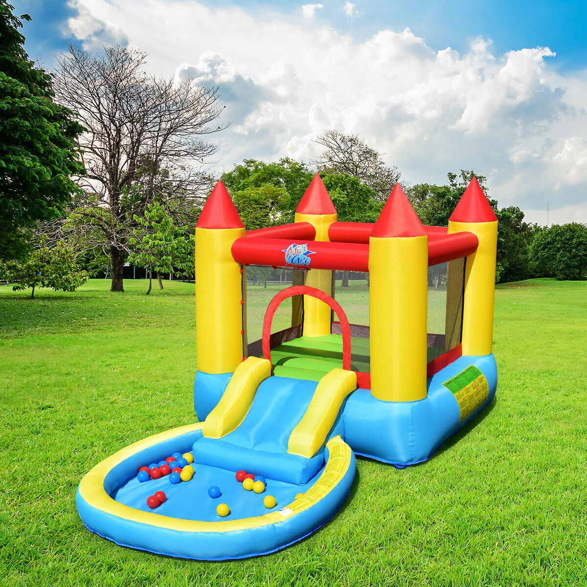 Inflatable Kids Slide Bounce House with 580w Blower Kids Crystal