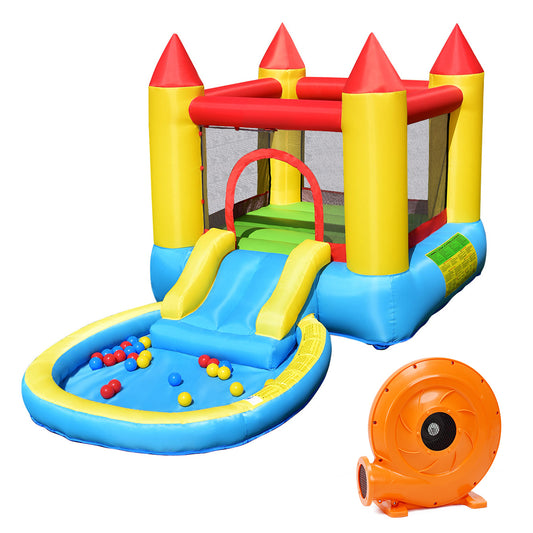 Inflatable Kids Slide Bounce House with 580w Blower Kids Crystal