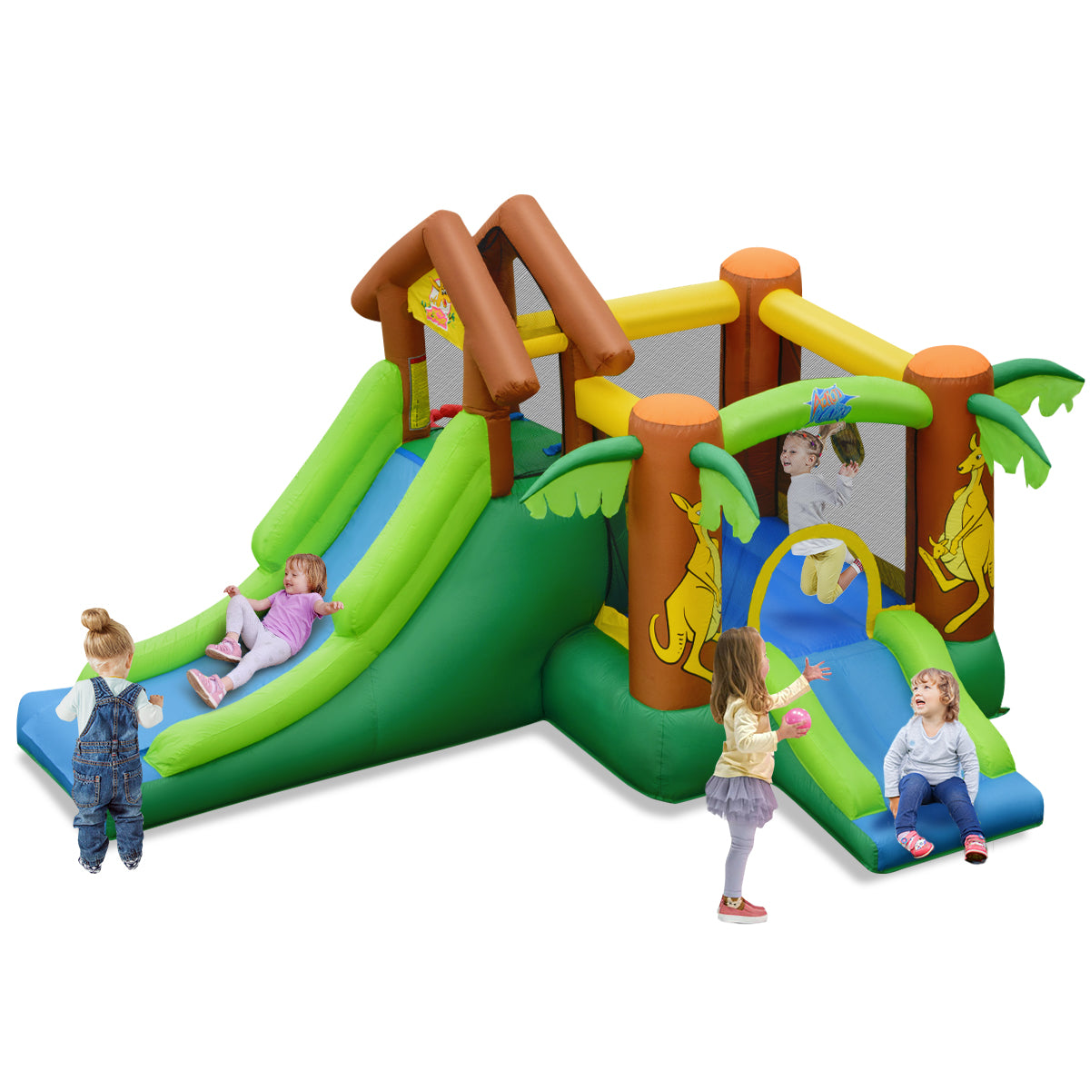 Kids Inflatable Jungle Bounce House Castle with 680W Blower Kids Crystal