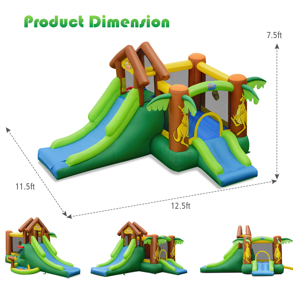 Kids Inflatable Jungle Bounce House Castle with 680W Blower Kids Crystal