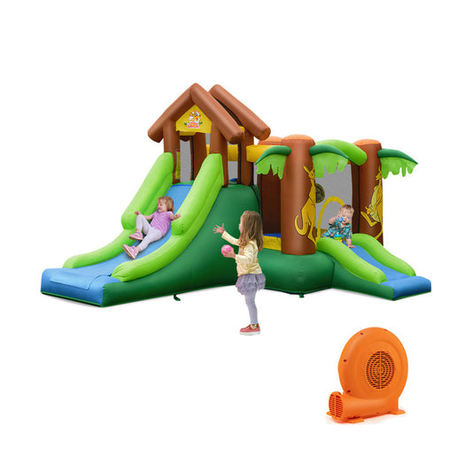 Kids Inflatable Jungle Bounce House Castle with 680W Blower Kids Crystal
