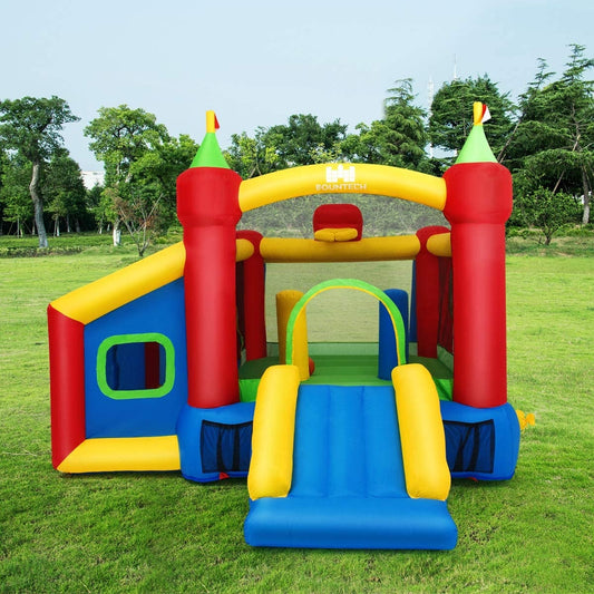 7-in-1 Kids Inflatable Bounce House with Ocean Balls and 480W Blower Kids Crystal