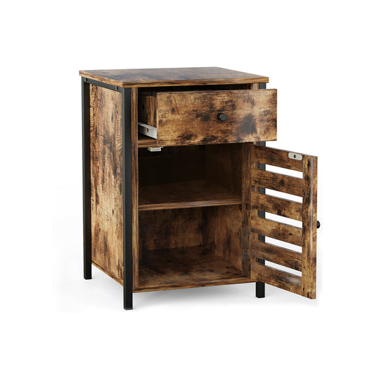 Industrial Nightstand with Drawer and Adjustable Shelf Kids Crystal
