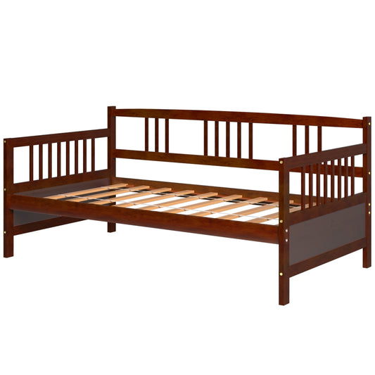 Twin Size Wooden Slats Daybed Bed with Rails-Cherry Kids Crystal
