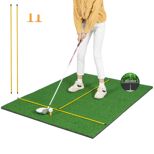 Artificial Turf Mat for Indoor and Outdoor Golf Practice Includes 2 Rubber Tees and 2 Alignment Sticks-32mm Kids Crystal